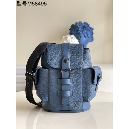 Mochila Louis Vuitton Christopher XS Taurillon Leather M58495 Azul marino