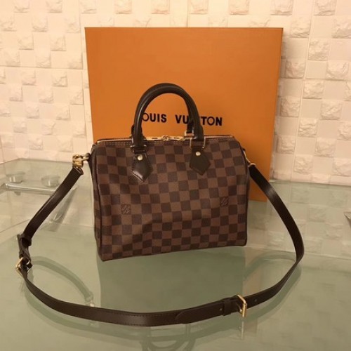 Louis Vuitton Damier Ebene Speedy 25 con correa para el hombro N41181