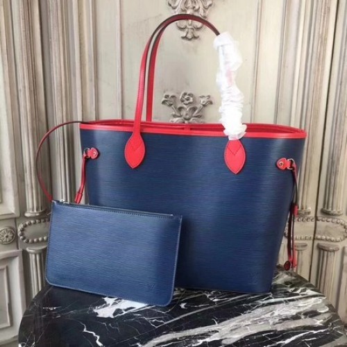 Bolso tote de cuero Louis Vuitton EPI 54185 azul y rojo