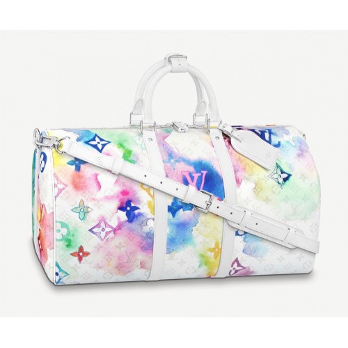 Louis Vuitton KEEPALL 50 BANDOULIERE M45758 Tinta y Lavado Blanco