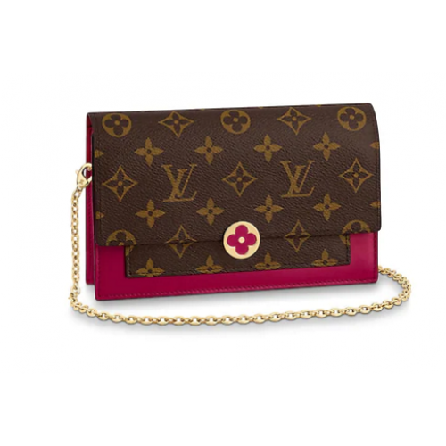 Louis Vuitton Monogram Canvas FLORE Cartera con cadena M67404 Lie De Vin