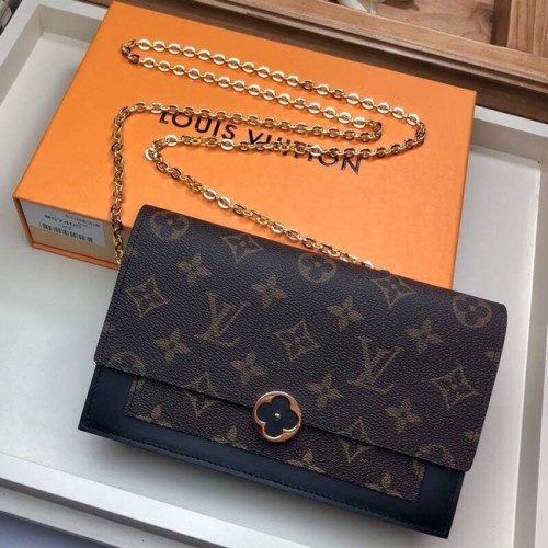 Louis Vuitton Monogram Canvas FLORE Cartera con cadena M67404 negro