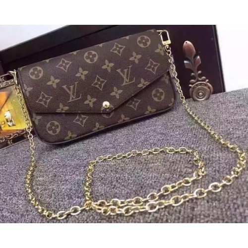 Cartera Louis Vuitton Monogram Canvas Felicie Chain M61276 Negro