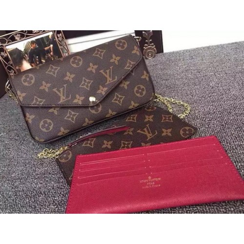Cartera Louis Vuitton Monogram Canvas Felicie Chain M61276 Borgoña