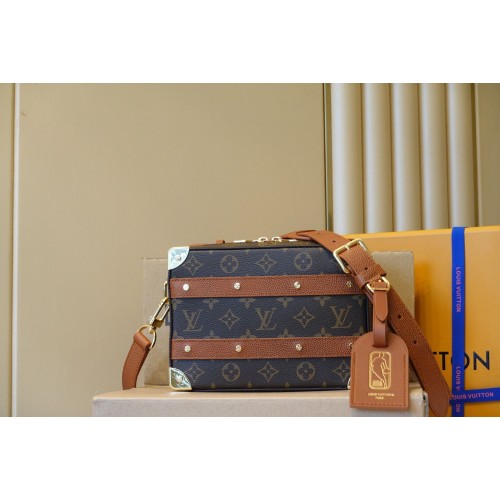 Louis Vuitton Monogram Canvas Handle Trunk Bolso de cuero original M45785 Marrón