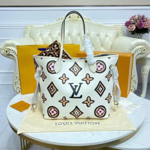 Lona Monogram de Louis Vuitton Neverfull MM M45818 Blanco