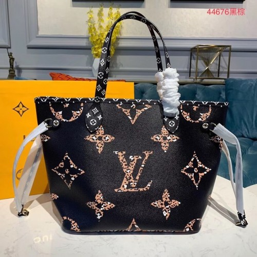 Louis Vuitton Monogram Canvas Cuero original NEVERFULL MM M44567 Negro