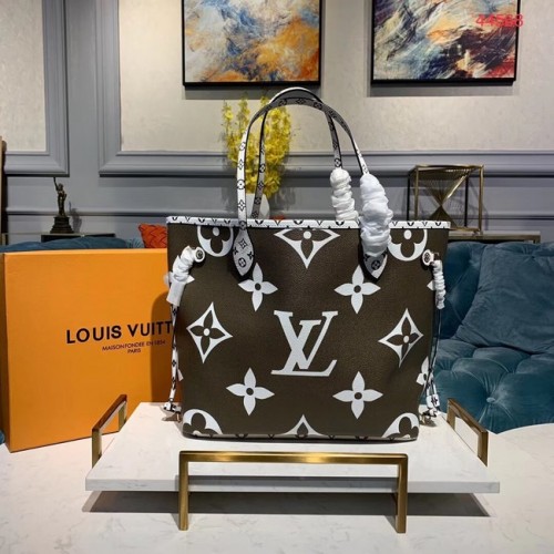 Lona Monogram de Louis Vuitton Cuero original NEVERFULL MM M44567 Caqui