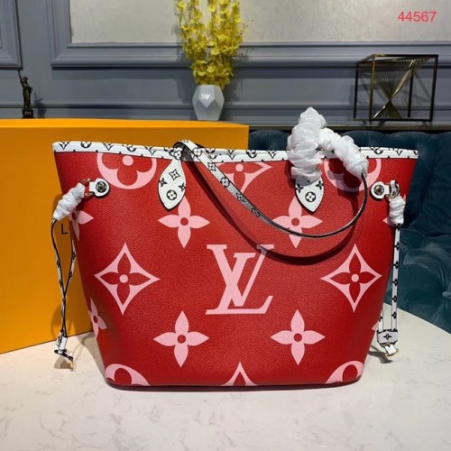 Louis Vuitton Monogram Canvas Cuero original NEVERFULL MM M44567 Rojo