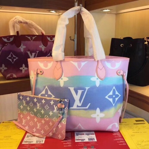 Lona Monogram de Louis Vuitton Original NEVERFULL M45128 rosa