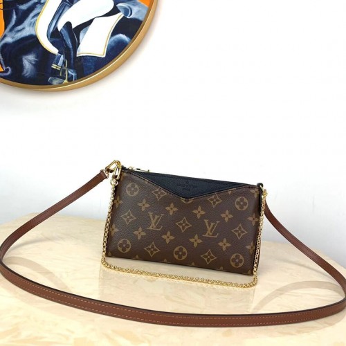 Louis Vuitton Monogram Canvas PALLAS Clutch Cuero original M41638 Negro