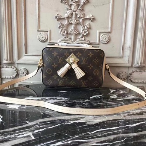 Bolso de hombro de lona con monograma de Louis Vuitton 44258 Blanco