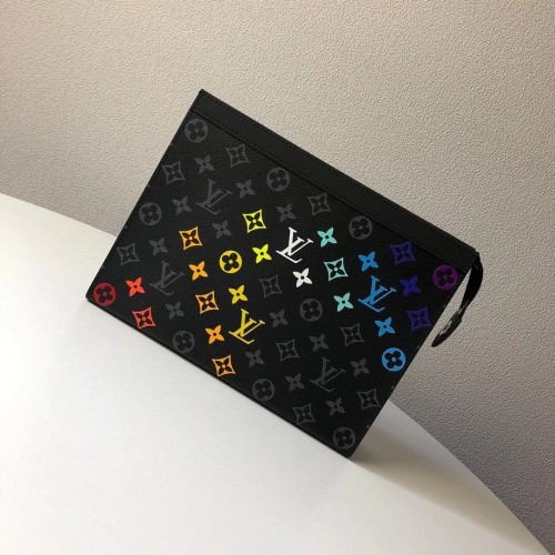 Louis Vuitton Monogram Eclipse POCHETTE VOYAGE MM M61692 Arco iris dibujado a mano