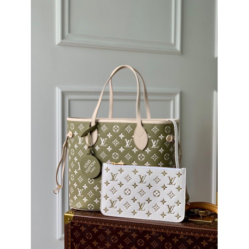 Louis Vuitton Monogram Empreinte NEVERFULL MM M46102 Verde y gris