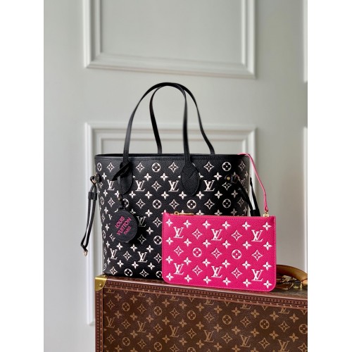 Louis Vuitton Monogram Empreinte NEVERFULL MM M46103 Blanco y negro