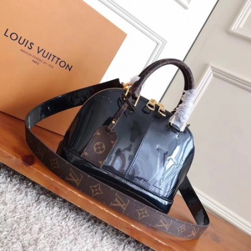 Louis Vuitton Monograma Vernis ALMA BB M54704 Negro