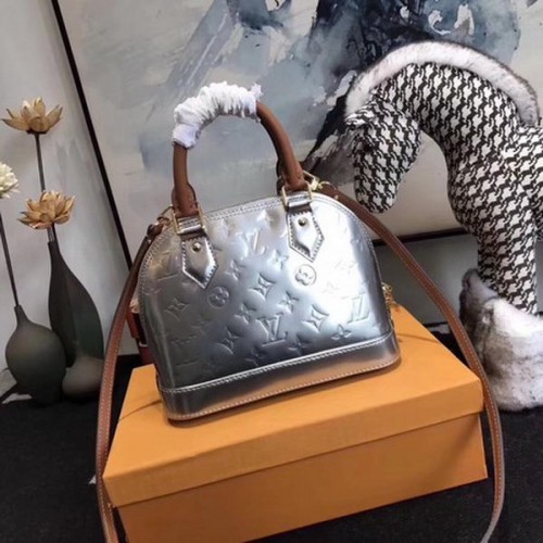 Bolso tote Louis Vuitton Monogram Vernis Alma BB M91606 Plata