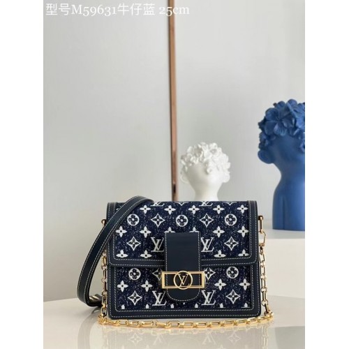 Louis Vuitton Monogram denim DAUPHINE MM M59483 Azul marino