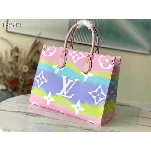 Louis Vuitton ONTHEGO MM M45118 rosa y azul