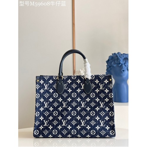 Louis Vuitton ONTHEGO Denim MM M59608 Azul marino