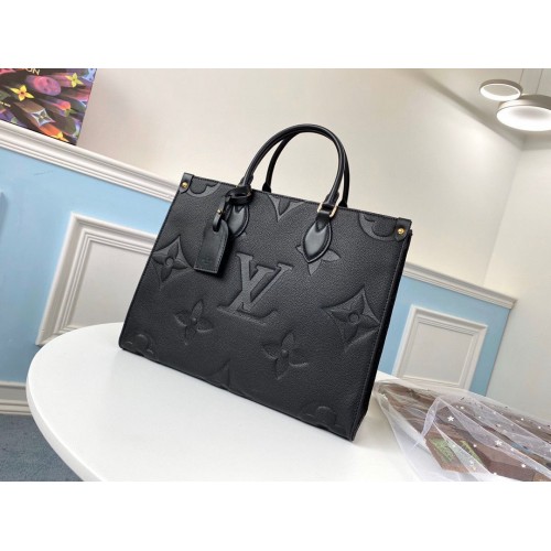 Louis Vuitton ONTHEGO Bolso mediano de cuero original M45040 Negro
