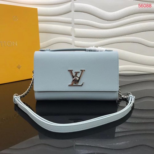 Louis Vuitton Original Grain piel de becerro LOCKME CLUTCH M56087 azul cielo