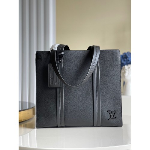 Bolso tote de cuero original Louis Vuitton Aerogram M57308 Negro
