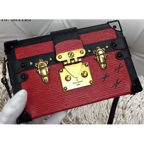 Bolso de piel Louis Vuitton Petite Malle Epi M94219 Rojo