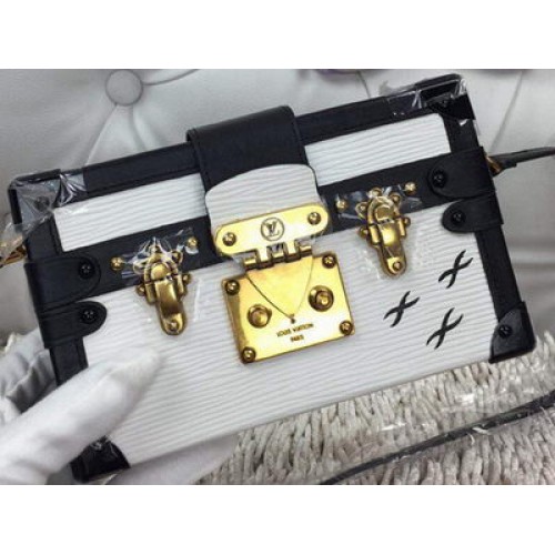 Bolso de piel Louis Vuitton Petite Malle Epi M94219 Blanco