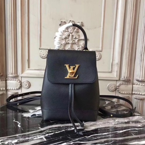 Louis Vuitton Suave piel de becerro LOCKME MOCHILA MINI M54573 Negro