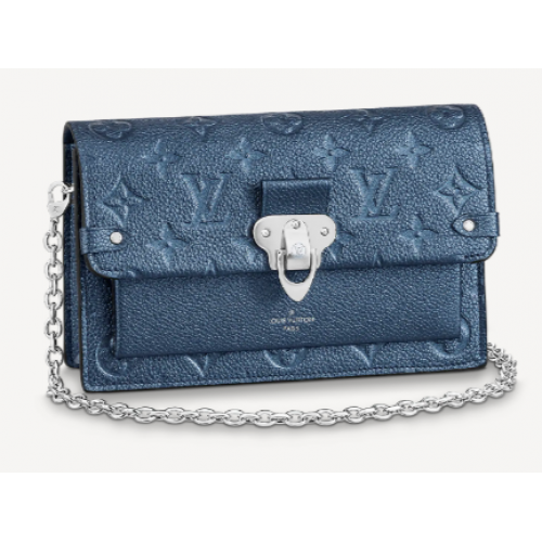 Louis Vuitton VAVIN CHAIN WALLET M59077 Navy Nácar