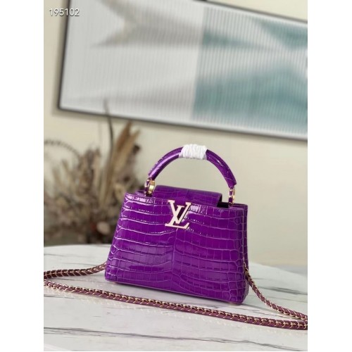 Louis Vuitton piel cocodrilo CAPUCINES BB M48865 violeta