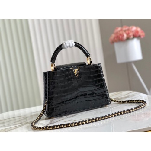 Louis Vuitton piel cocodrilo CAPUCINES BB M81190 negro