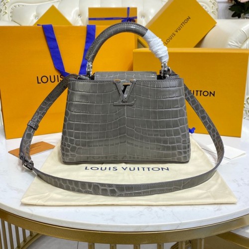 Louis Vuitton piel cocodrilo CAPUCINES BB M81190 gris oscuro