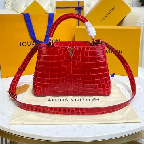 Louis Vuitton piel cocodrilo CAPUCINES BB M81190 rojo