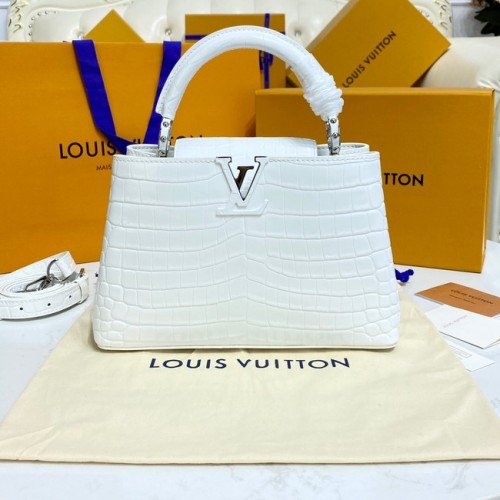 Louis Vuitton piel cocodrilo CAPUCINES BB M81190 blanco