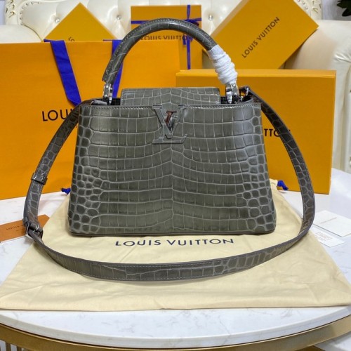 Louis Vuitton piel cocodrilo CAPUCINES M48866 gris oscuro