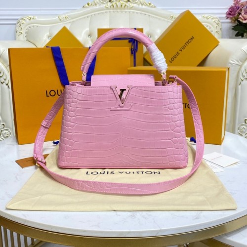Louis Vuitton piel cocodrilo CAPUCINES M48866 rosa