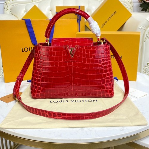 Louis Vuitton piel cocodrilo CAPUCINES M48866 rojo