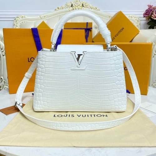 Louis Vuitton piel cocodrilo CAPUCINES M48866 blanco