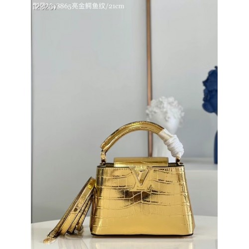 Louis Vuitton piel cocodrilo CAPUCINES MINI M48865 dorado