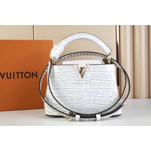 Louis Vuitton piel cocodrilo CAPUCINES MINI M48865 gris claro