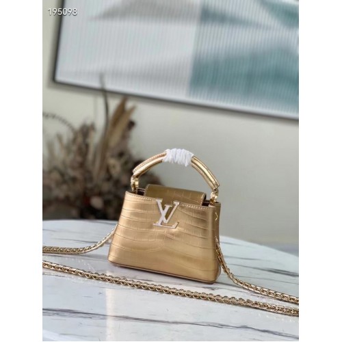 Louis Vuitton piel cocodrilo CAPUCINES MINI M81190 oro
