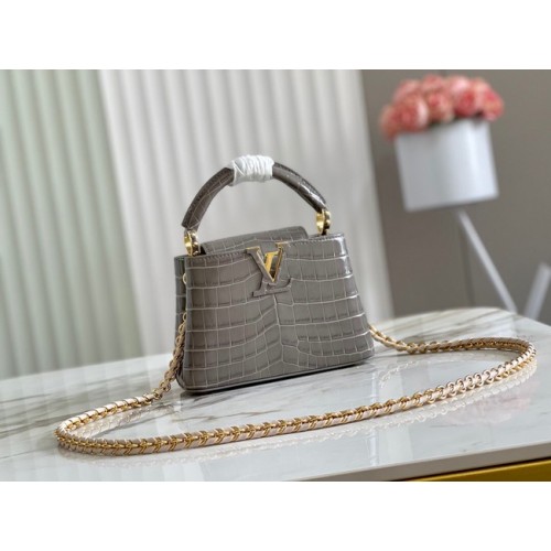Louis Vuitton piel cocodrilo CAPUCINES MINI M81190 gris