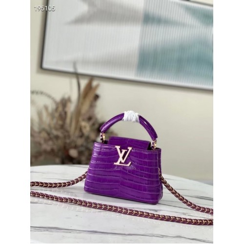 Louis Vuitton piel cocodrilo CAPUCINES MINI M81190 violeta