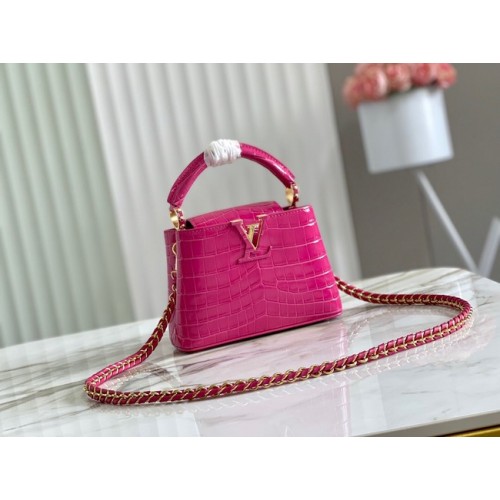 Louis Vuitton piel cocodrilo CAPUCINES MINI M81190 rosa