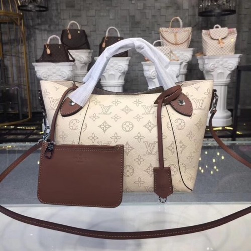 Bolso tote de cuero Mahina original de Louis Vuitton 54351 crema
