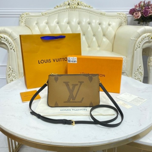 Louis vuitton Canvas POCHETTE DOBLE CREMALLERA M80084 marrón