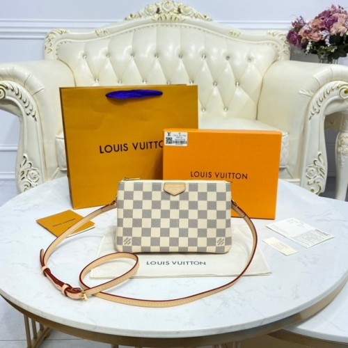 Louis vuitton Damier Azur Canvas DOBLE CREMALLERA POCHETTE M80084
