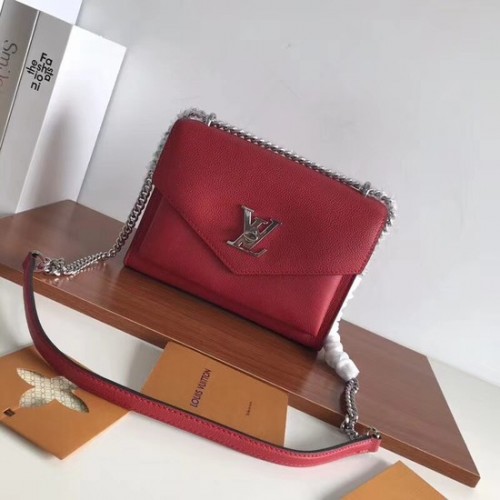 Bolso de noche de cuero original Louis vuitton Clutch Love Note MYLOCKME BB M51418 rojo